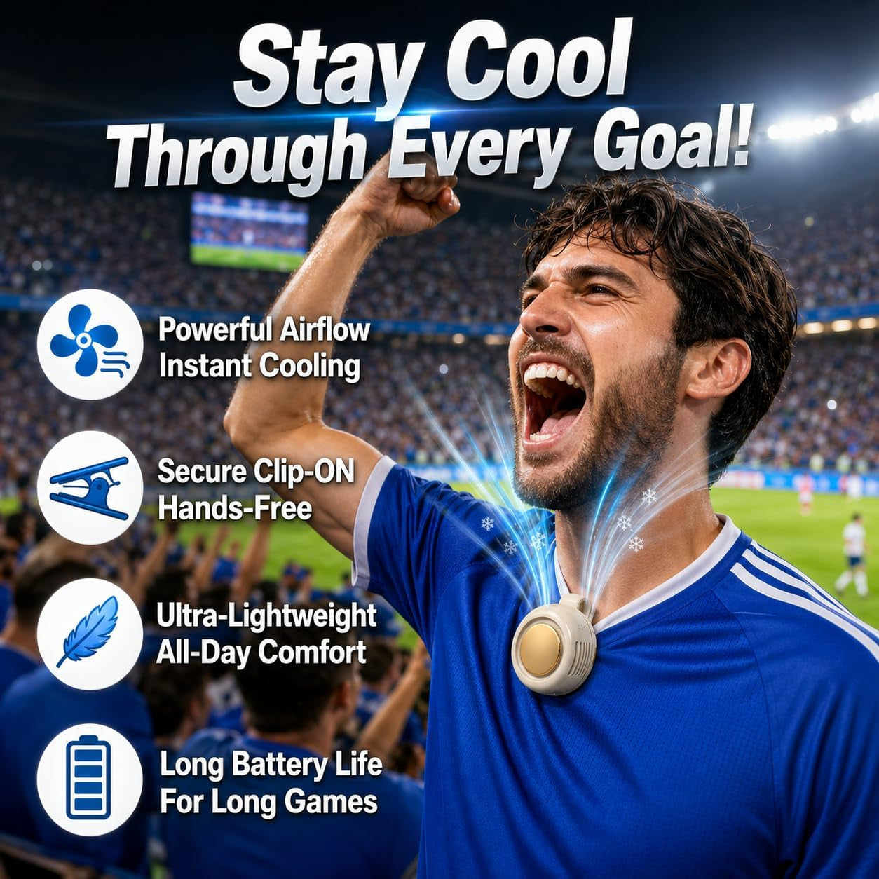 Portable Mini Clip on Fan, Clip-On Bladeless Fan for Shirt with 3 Speeds Mini Portable Fan for Waist Clips Suitable for Outdoor, Office, Travel, Sporting (White)