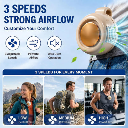 Portable Mini Clip on Fan, Clip-On Bladeless Fan for Shirt with 3 Speeds Mini Portable Fan for Waist Clips Suitable for Outdoor, Office, Travel, Sporting (White)