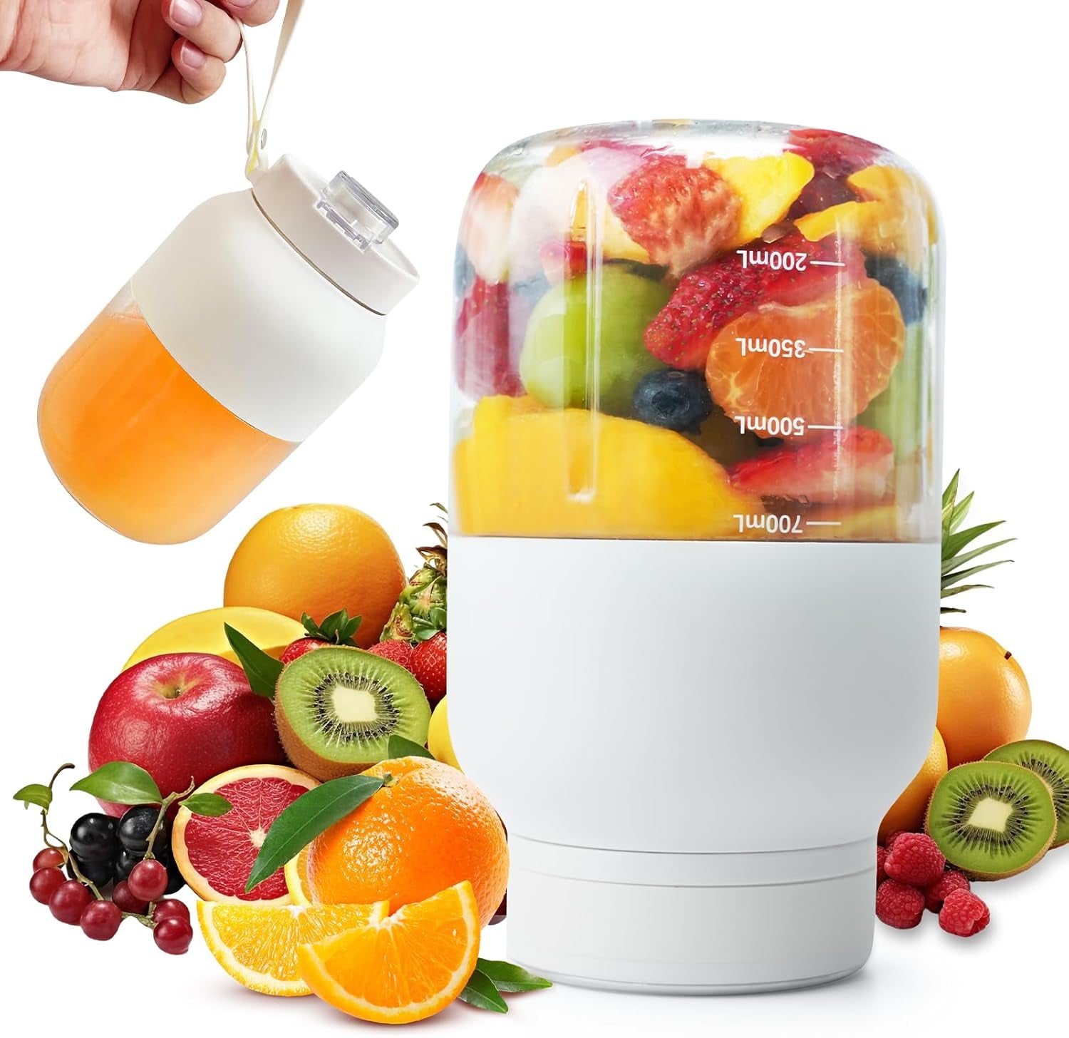 Portable Blender, 700Ml Mini Wireless Personal Cup, USB Rechargeable, Making Smoothies and Shakes, 18 Blades, Powerful Blending Effect, Compact for Kitchen, Office, Travel, Gym Use