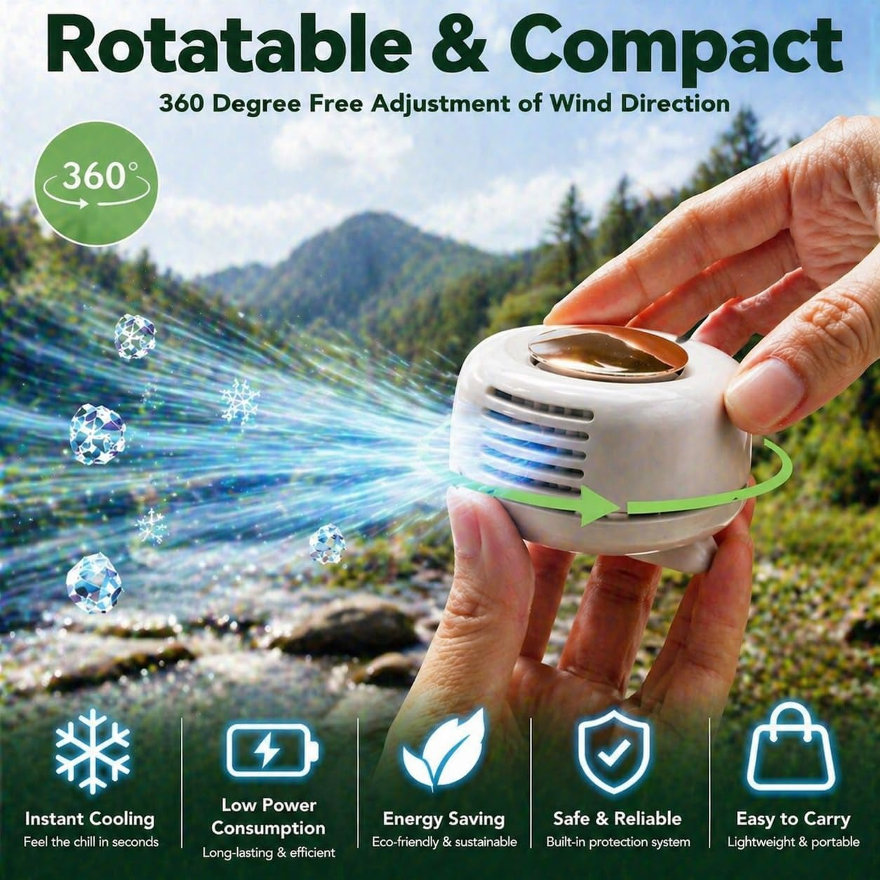Portable Mini Clip on Fan, Clip-On Bladeless Fan for Shirt with 3 Speeds Mini Portable Fan for Waist Clips Suitable for Outdoor, Office, Travel, Sporting (White)