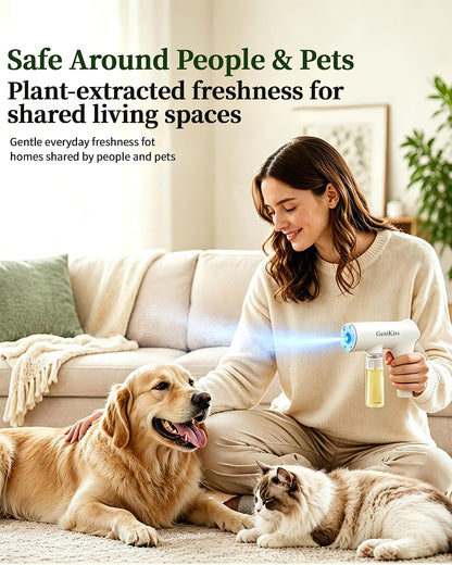 Nano Blue Light Deodorizer Spray Refill Pet & Home Odor Eliminator | Bio-Enzyme Odor Control, for Dog & Cat Urine, Litter Box, Carpets, Trash Bins & Car Interiors, Safe for People & Pets