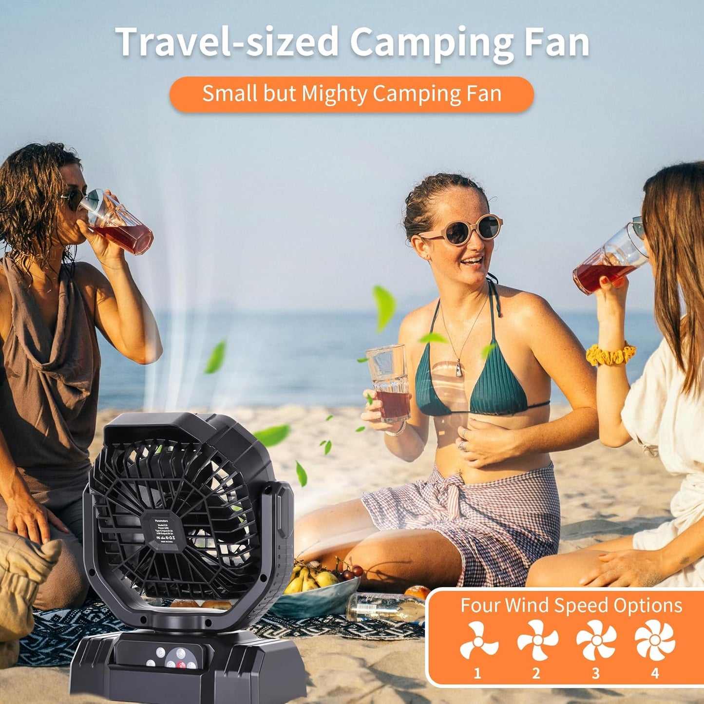 20000Mah High Speed Portable Camping Rechargeable Fan with Remote Control, Battery Powered with Auto Oscillating with Camping Essentials Accessories for Outdoor, Beach, Patio, Tent, Black
