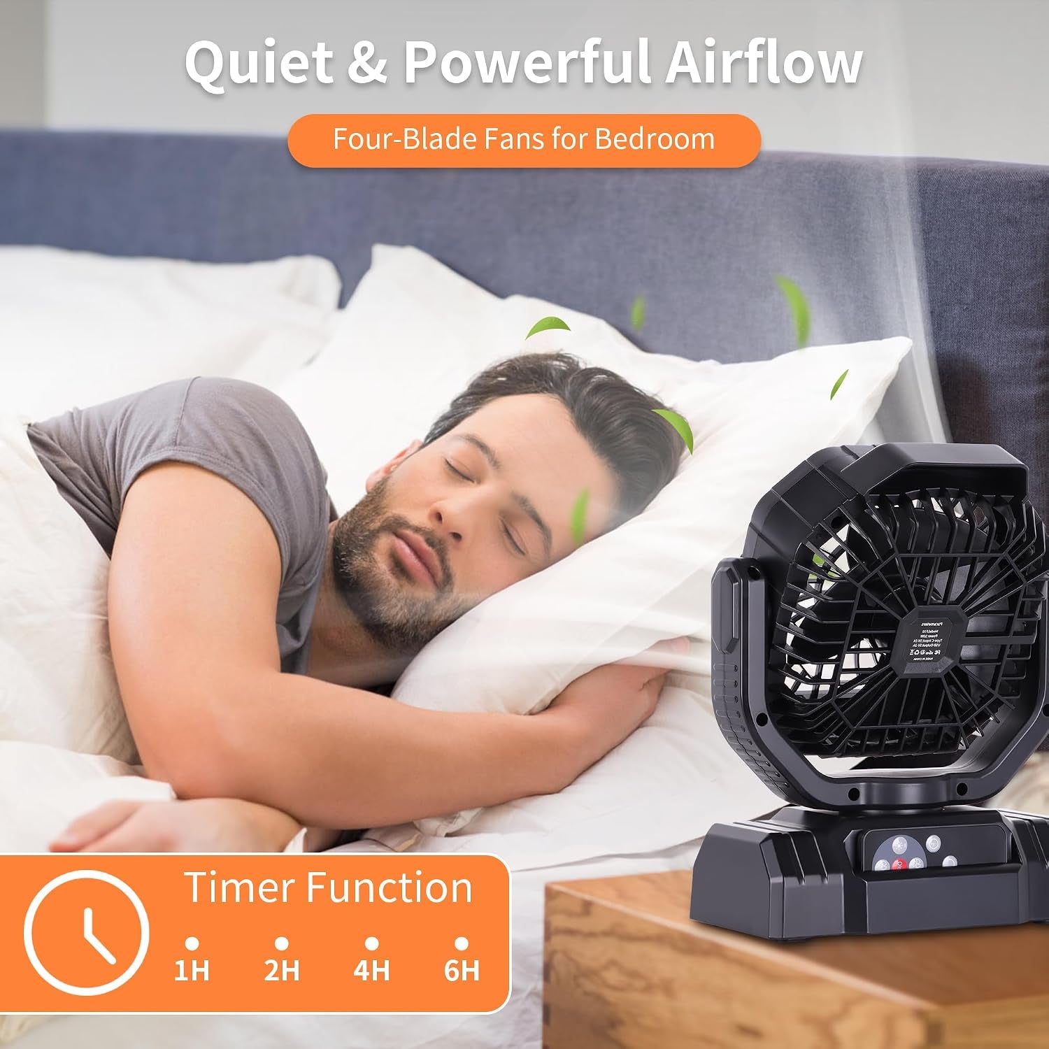 20000Mah High Speed Portable Camping Rechargeable Fan with Remote Control, Battery Powered with Auto Oscillating with Camping Essentials Accessories for Outdoor, Beach, Patio, Tent, Black