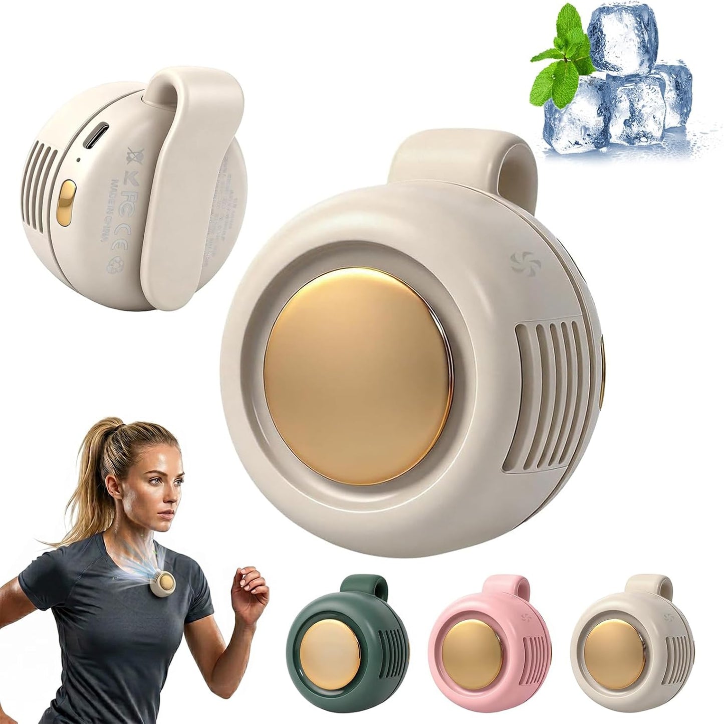 Portable Mini Clip on Fan, Clip-On Bladeless Fan for Shirt with 3 Speeds Mini Portable Fan for Waist Clips Suitable for Outdoor, Office, Travel, Sporting (White)